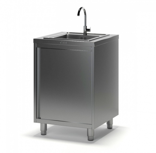 Ванна моечная ТМ-1 с тумбой (600х600х870), мойка цельн. накладная 400х500х140, отверстие под смеситель сбоку