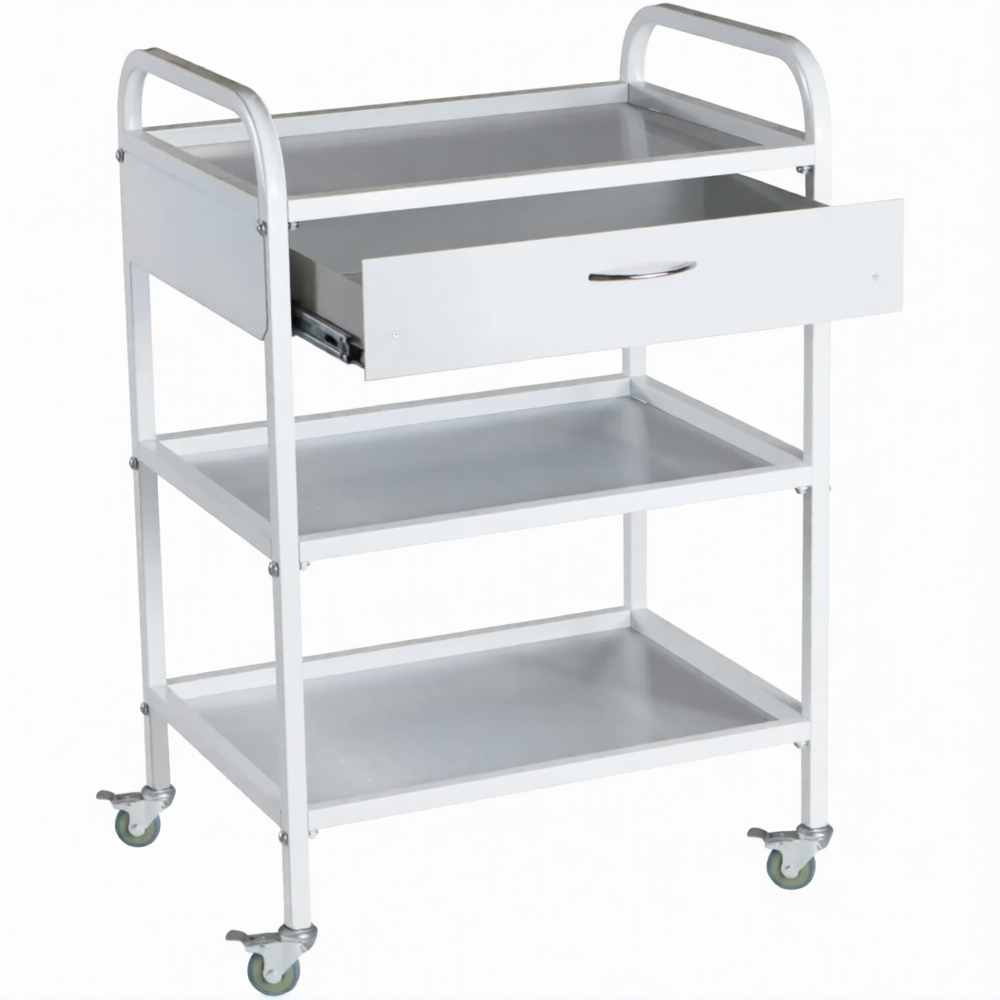Стол медицинский инструментальный СМИ-03-01 (полки металл, колёса пластик)