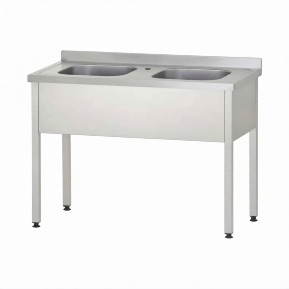 Ванна моечная ВМЦп 860х1000х600  2 м/о 250х400х400, борт, отв. д/смесит.