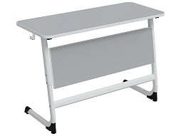 Стол 2-местный школьный 5-7 г/р "Логика" регулируемый (серый, м/к белый)