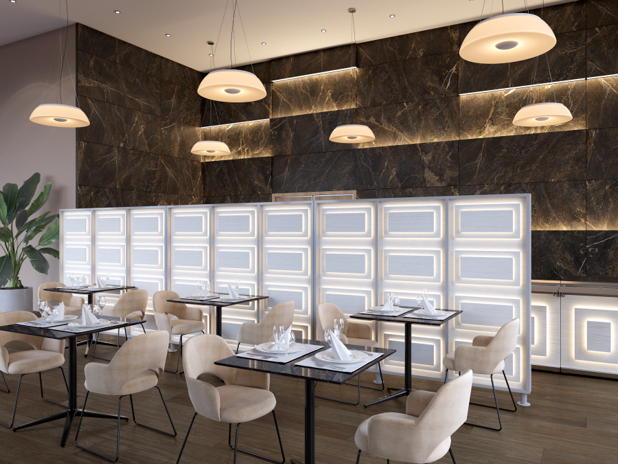 Перегородка 3-х секционная стандарт Pafos (Пафос) с подсветкой 1900х150х2025 мм