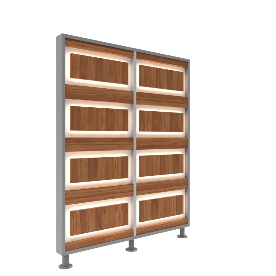 Перегородка 2-х секционная стандарт EcoWood (ЭкоВуд) с подсветкой 1275х150х1650 мм