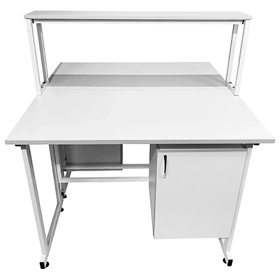 Стол лабораторный островной с надстройкой Сло 22.008 (белый)