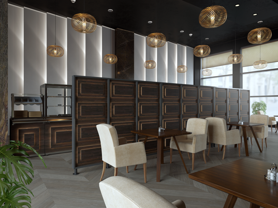 Перегородка 3-х секционная стандарт Pafos (Пафос) с подсветкой 1900х150х2025 мм